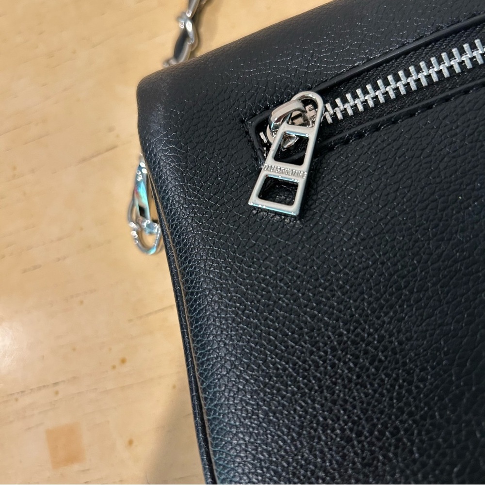 Zadig & Voltaire Black Leather Shoulder Bag with Silver Wing Emblem - Picture 8 of 15